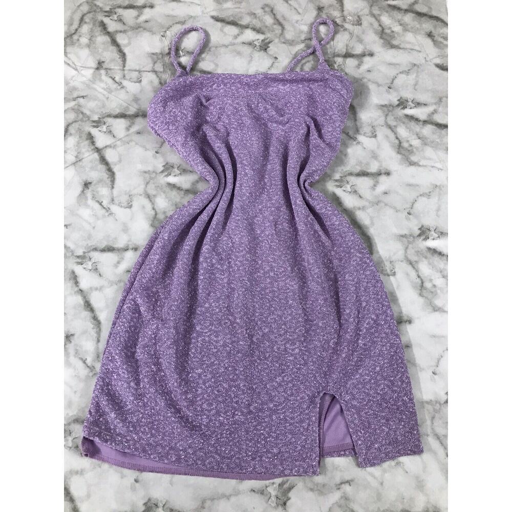 Crystal Doll Women's Purple Glitter Mini Bodycon Party Dress Juniors Sz Medium